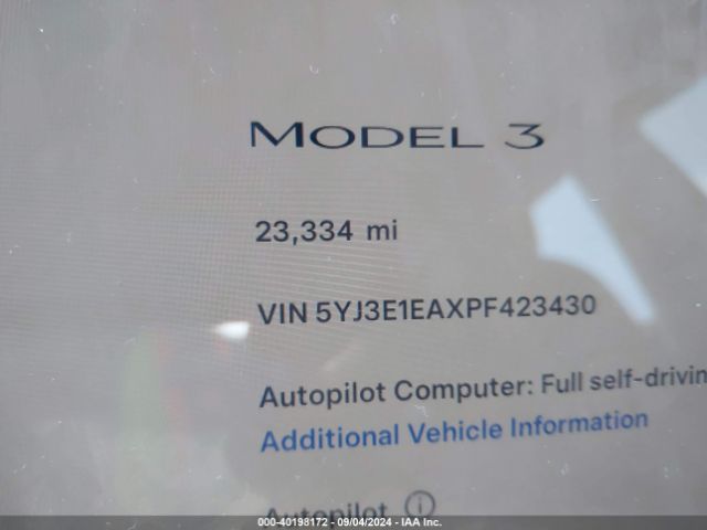 5YJ3E1EAXPF423430 Tesla Model 3 Rear-wheel Drive
