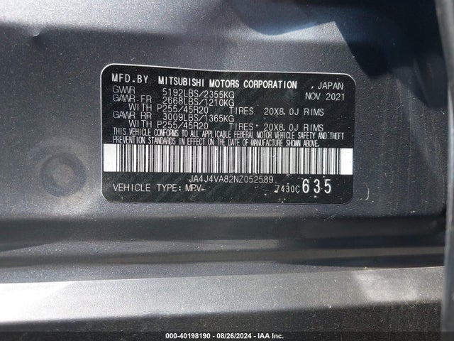 2022 MITSUBISHI OUTLANDER JA4J4VA82NZ052589 Photo 8