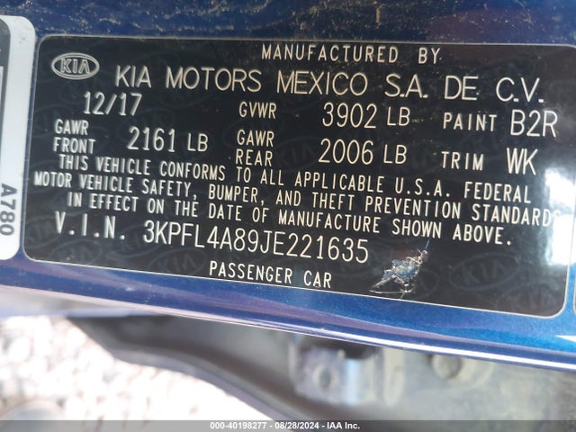 KIA FORTE EX 2018 3KPFL4A89JE221635 Image 9