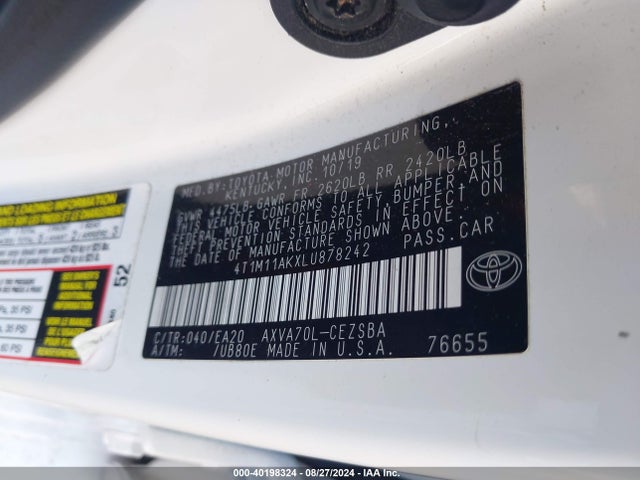 Toyota CAMRY SE 2020 4T1M11AKXLU878242 Image 9