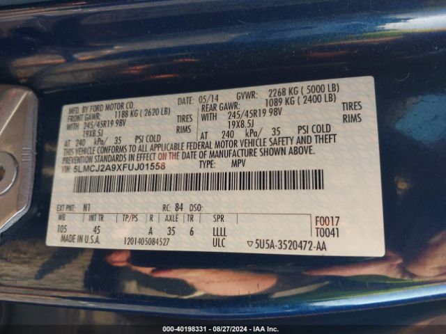 5LMCJ2A9XFUJ01558 Lincoln MKC