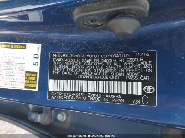 JTDZN3EU6HJ064300 Toyota Prius V Three