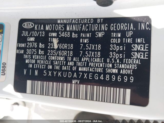 5XYKUDA7XEG489699 KIA Sorento Ex V6