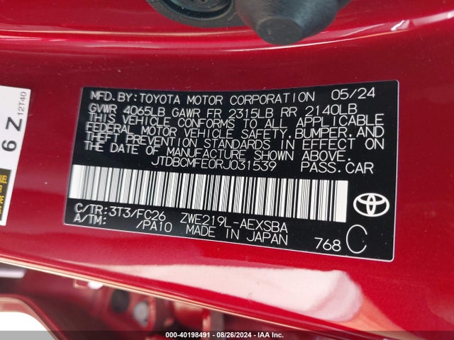Toyota Corolla Hybrid Se 2024 JTDBCMFE0RJ031539 Image 9