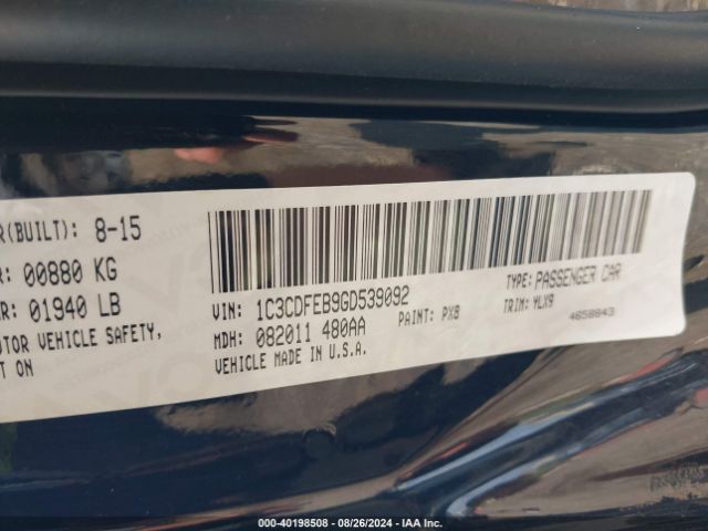 1C3CDFEB9GD539092 Dodge DART GT