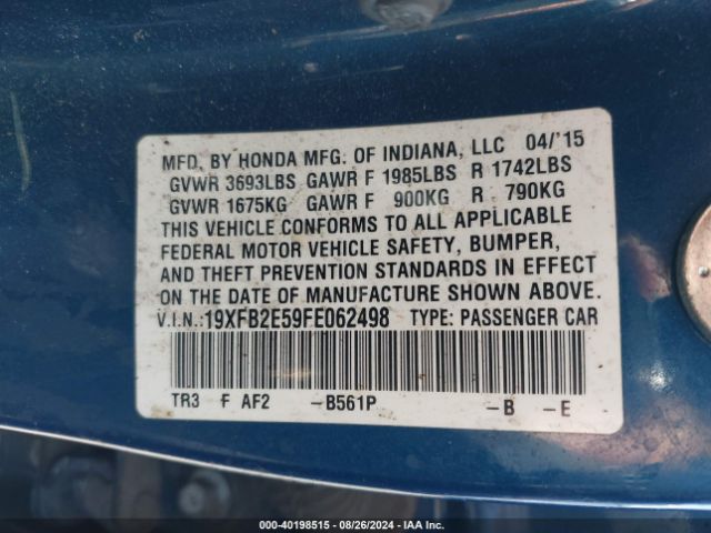 19XFB2E59FE062498 Honda Civic Lx