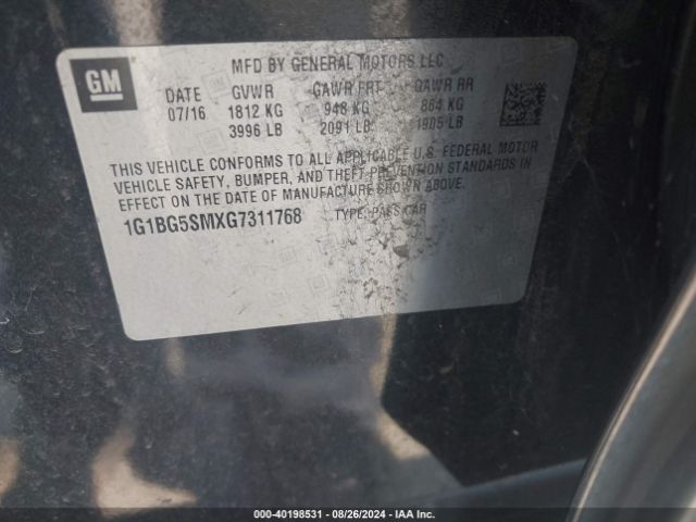1G1BG5SMXG7311768 Chevrolet Cruze Premier Auto