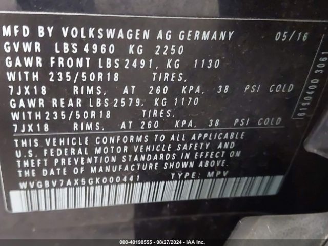 WVGBV7AX5GK000441 Volkswagen TIGUAN SE