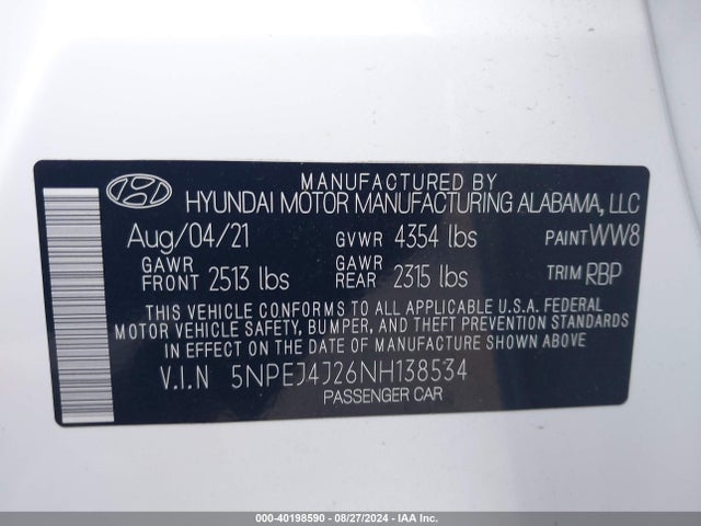 Hyundai Sonata Sel Plus 2022 5NPEJ4J26NH138534 Image 9