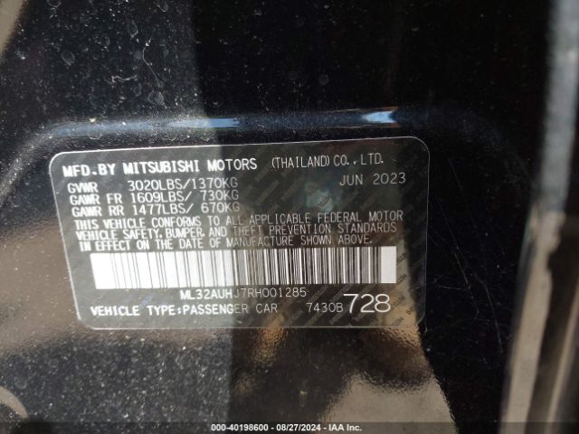 ML32AUHJ7RH001285 Mitsubishi MIRAGE LE