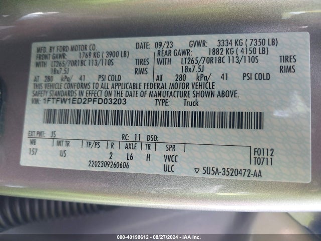Ford F-150 Xlt 2023 1FTFW1ED2PFD03203 Image 9