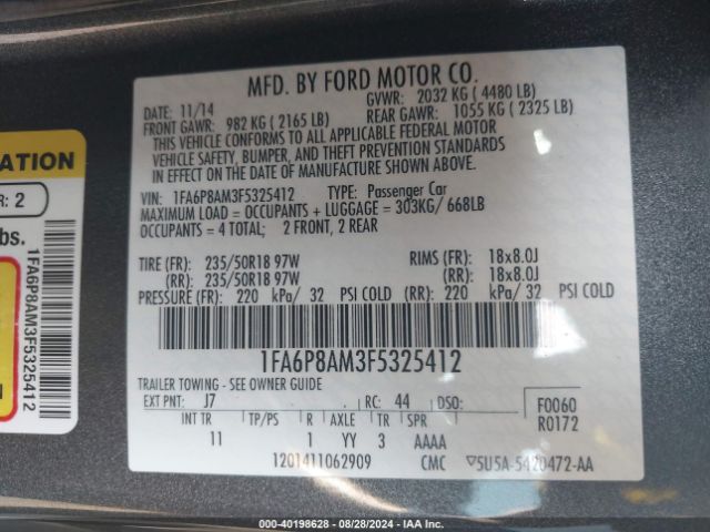 1FA6P8AM3F5325412 Ford Mustang V6