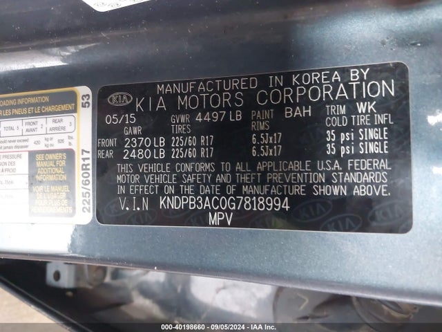 KIA Sportage Lx 2016 KNDPB3AC0G7818994 Image 9