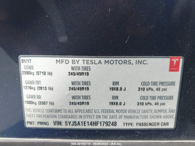 5YJSA1E14HF179248 Tesla Model S 60/75