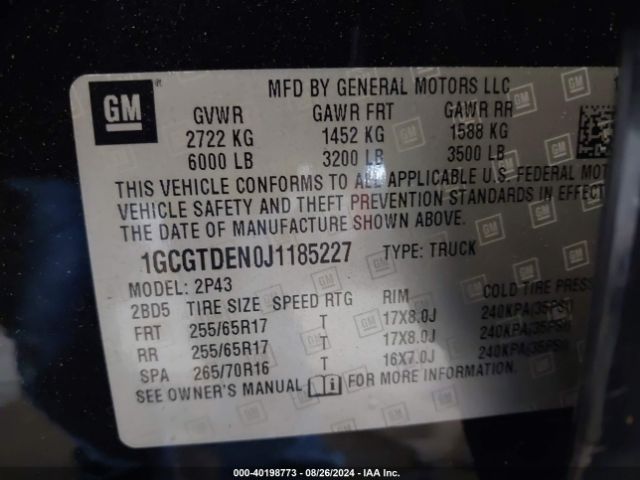 1GCGTDEN0J1185227 Chevrolet Colorado Z71