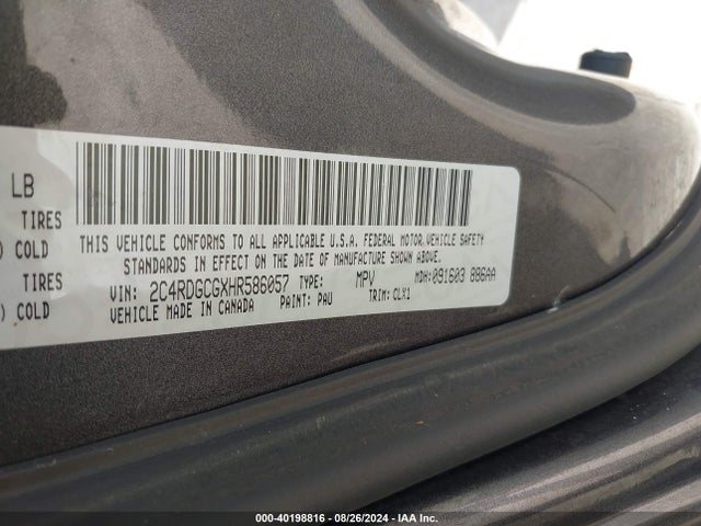 Dodge Grand Caravan Sxt 2017 2C4RDGCGXHR586057 Image 9