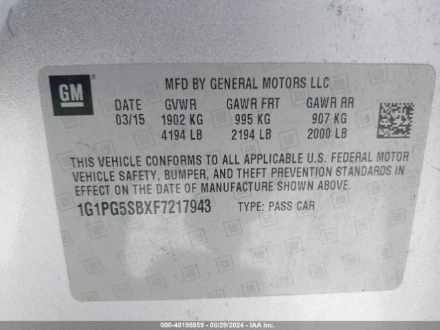 1G1PG5SBXF7217943 Chevrolet CRUZE LTZ