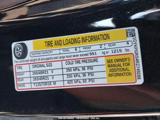 1GYKPGRS4RZ749288 Cadillac Xt6 Awd Sport