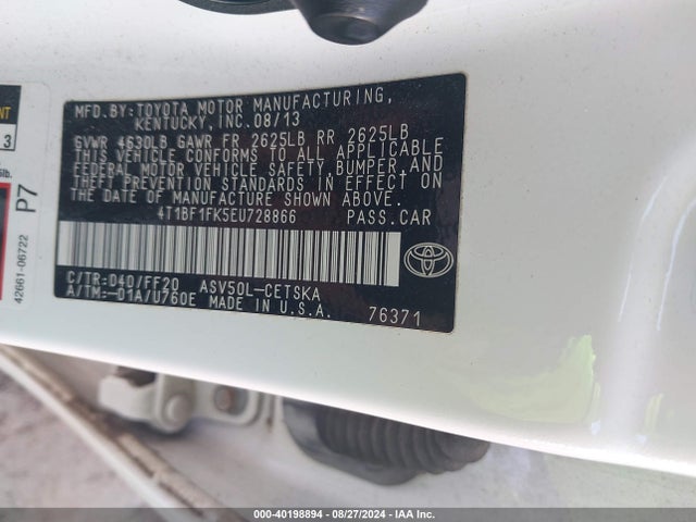 Toyota CAMRY SE 2014 4T1BF1FK5EU728866 Image 9