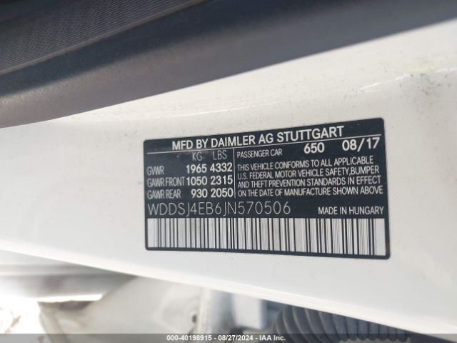 WDDSJ4EB6JN570506 Mercedes-Benz CLA 250