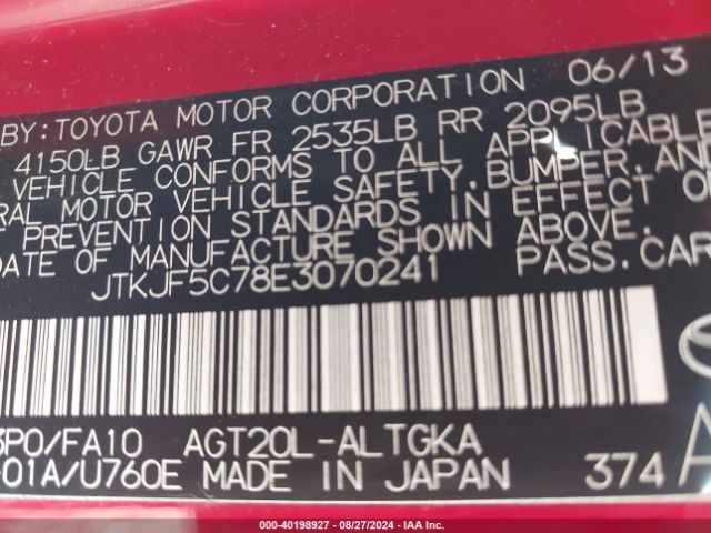 JTKJF5C78E3070241 Scion TC