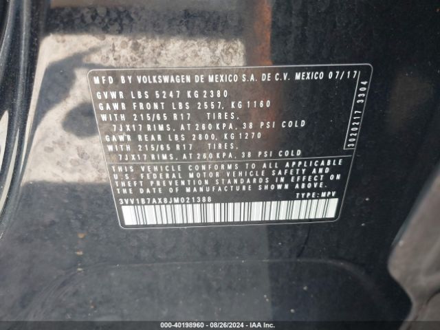 3VV1B7AX8JM021388 Volkswagen Tiguan 2.0t S