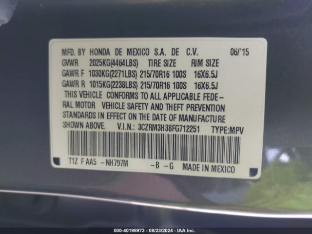 3CZRM3H38FG712251 Honda CR-V LX