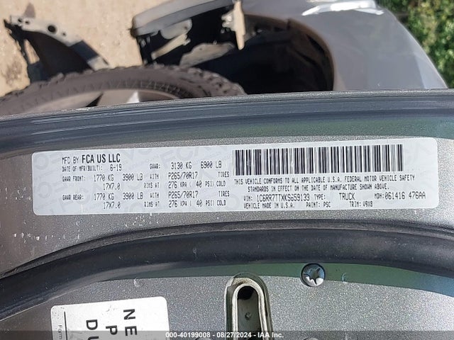 1C6RR7TTXKS659133 RAM 1500 Classic Slt  4x4 6'4 Box