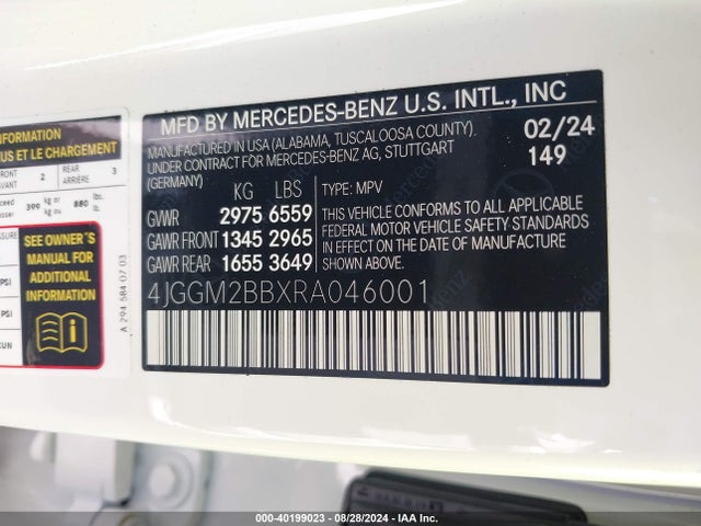 4JGGM2BBXRA046001 Mercedes-Benz Eqe 350+ Suv