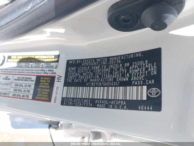 Toyota Avalon Hybrid Limited 2016 4T1BD1EB7GU054357 Image 9