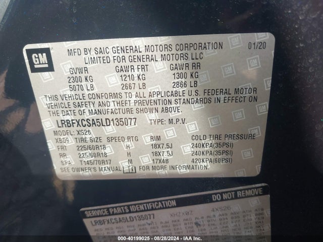Buick Envision Fwd Essence 2020 LRBFXCSA5LD135077 Image 9