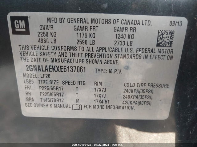 Chevrolet EQUINOX LS 2014 2GNALAEKXE6137061 Image 9