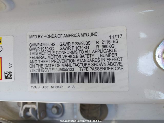 1HGCV1F11JA055123 Honda ACCORD LX