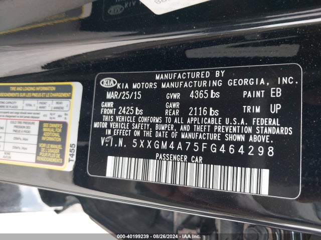 KIA Optima Lx 2015 5XXGM4A75FG464298 Image 9