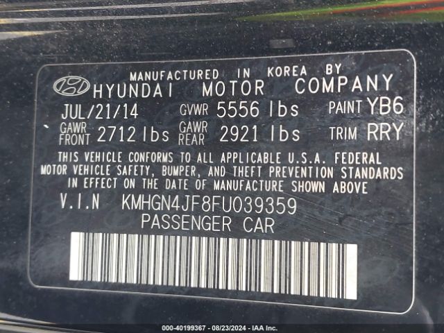 KMHGN4JF8FU039359 Hyundai Genesis 5.0