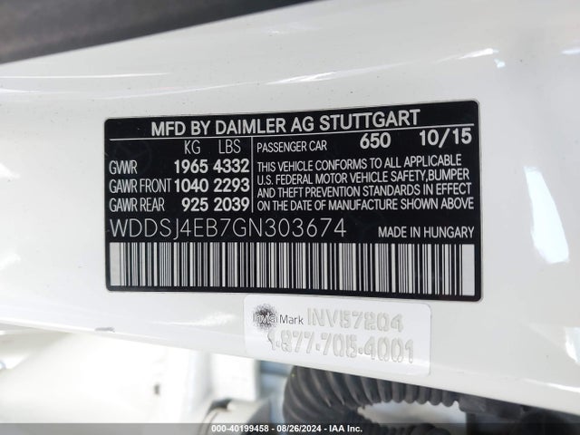 WDDSJ4EB7GN303674 Mercedes-Benz CLA 250