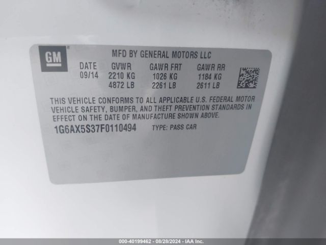 1G6AX5S37F0110494 Cadillac CTS LUXURY