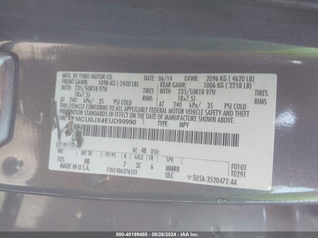 Ford Escape Titanium 2014 1FMCU0JX4EUD99990 Image 9