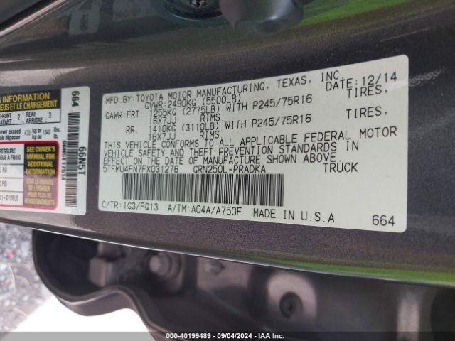 5TFMU4FN7FX031276 Toyota Tacoma Base V6