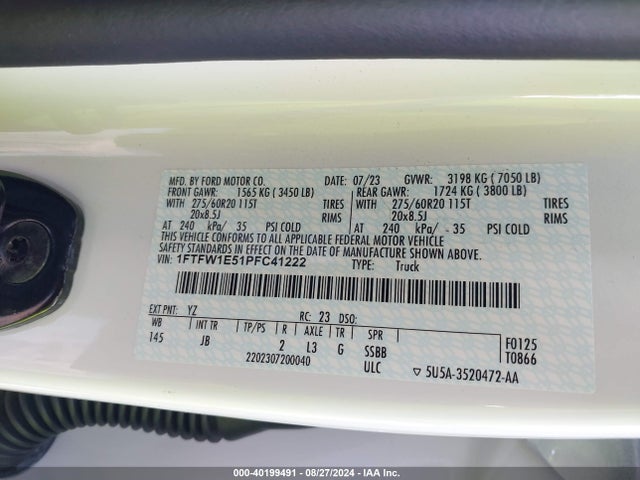1FTFW1E51PFC41222 Ford F-150 Xl