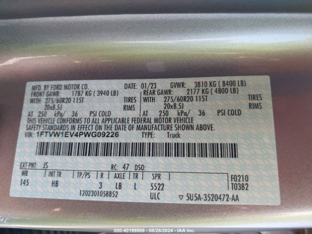 1FTVW1EV4PWG09226 Ford F-150 Lightning Lariat