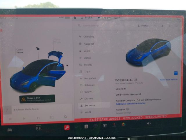 5YJ3E1EA7KF424933 Tesla Model 3 Long Range/mid Range/standard Range/standard Range Plus