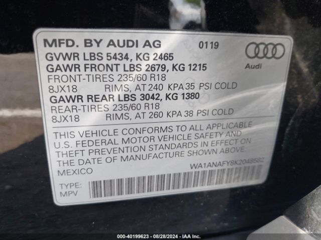WA1ANAFY8K2048582 Audi Q5 45 Premium