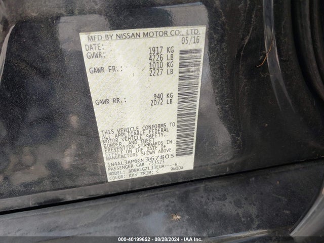 Nissan Altima 2.5 S 2016 1N4AL3AP6GN367805 Image 9