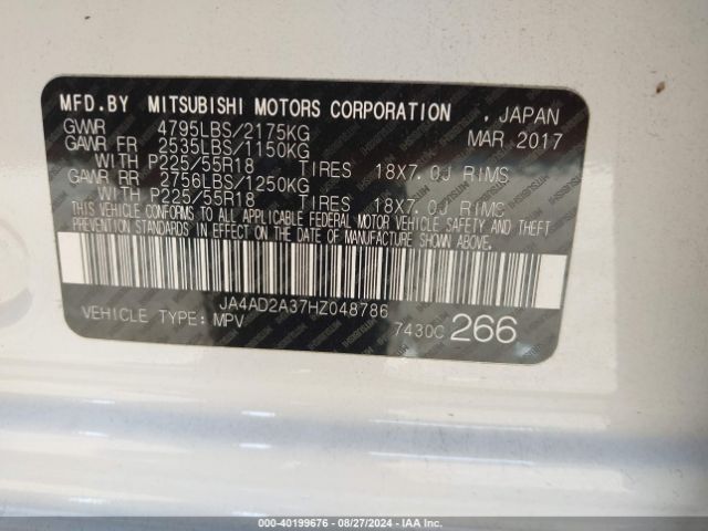 JA4AD2A37HZ048786 Mitsubishi Outlander Es