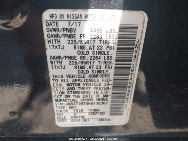 JN8AT2MT4HW406307 Nissan ROGUE S