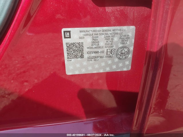 Chevrolet MALIBU LT 2019 1G1ZD5STXKF205592 Image 9
