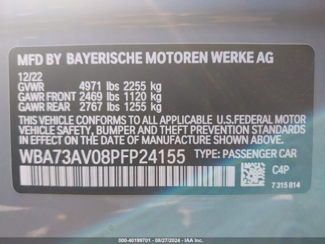 WBA73AV08PFP24155 BMW 430i Gran Coupe Xdrive