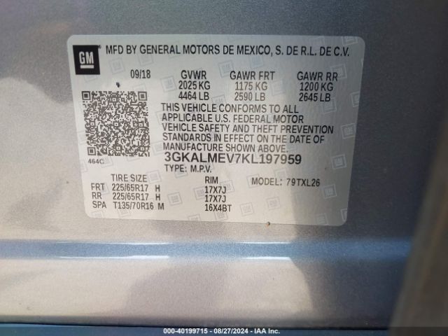 3GKALMEV7KL197959 GMC Terrain Sle