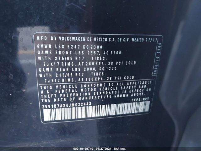 3VV1B7AX6JM022443 Volkswagen Tiguan 2.0t S